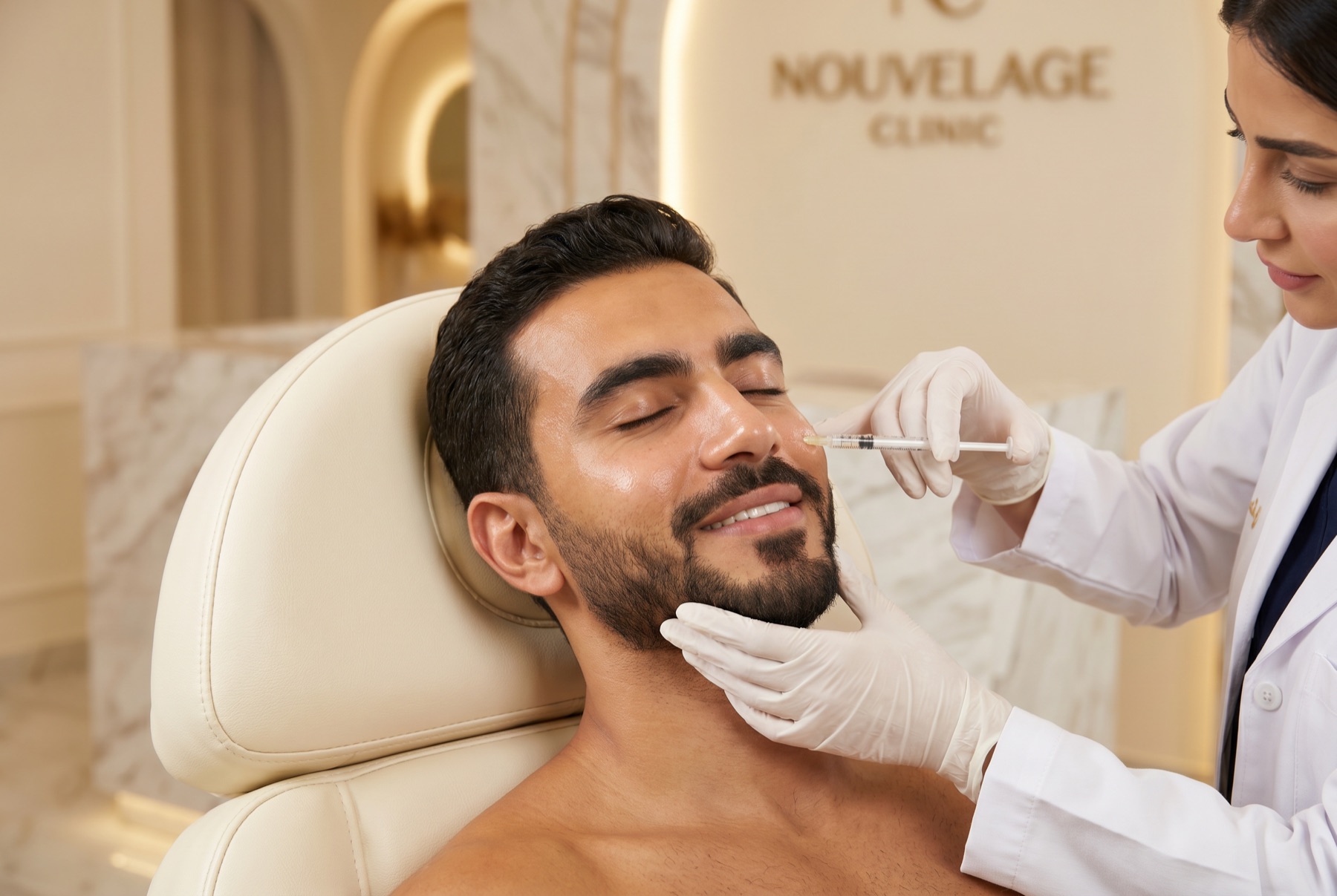 A Nouvelage® physician performing a facial treatment